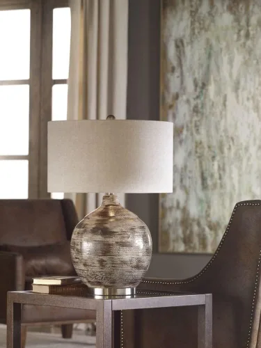 Vista 3 de Uttermost Tamula Lámpara de mesa de cerámica azul grisáceo envejecido