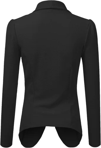 Vista 3 de Doublju - Blazer clásico fruncido con frente abierto para mujer talla extra grande
