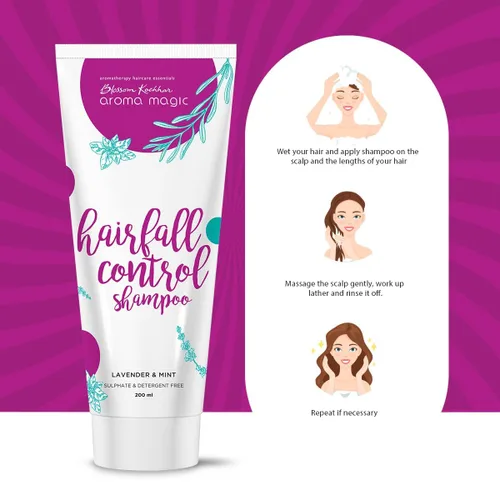 Vista 4 de Aroma Magic Hairfall Control Shampoo Sin sulfatos ni parabenos Fórmula de lavanda y menta para el crecimiento del cabello, la caspa y el cuidado