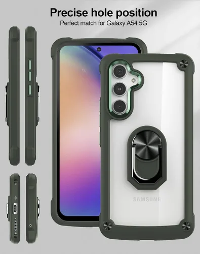 Vista 2 de Funda con soporte invisible para Samsung Galaxy A54 5G con protector de pantalla, 1 unidad y protector de lente de cámara, 2 piezas de parte trasera