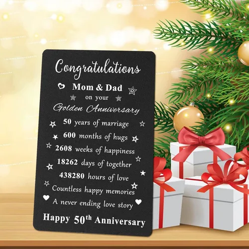 Vista 5 de ENGZHI Tarjeta de regalo del 50 aniversario para padres – Felicitaciones mamá y papá por tu aniversario de oro – Feliz quincuagésimo aniversario