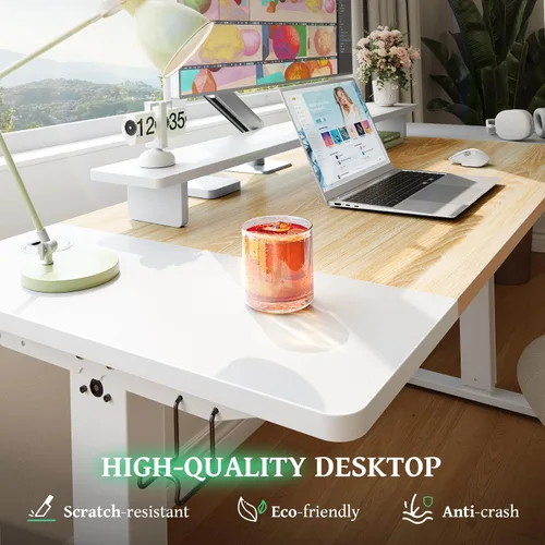 Vista 7 de SIAGO - Escritorio eléctrico de pie ajustable de 48 x 24 pulgadas, para estar sentado o de pie, con gestión de cables - Mesa ajustable en altura