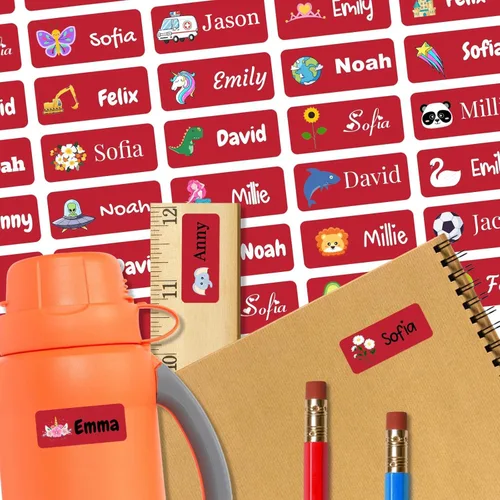 Vista 31 de 128 etiquetas adhesivas de nombre personalizadas para guardería, etiquetas de nombre impermeables personalizadas para niños, suministros escolares