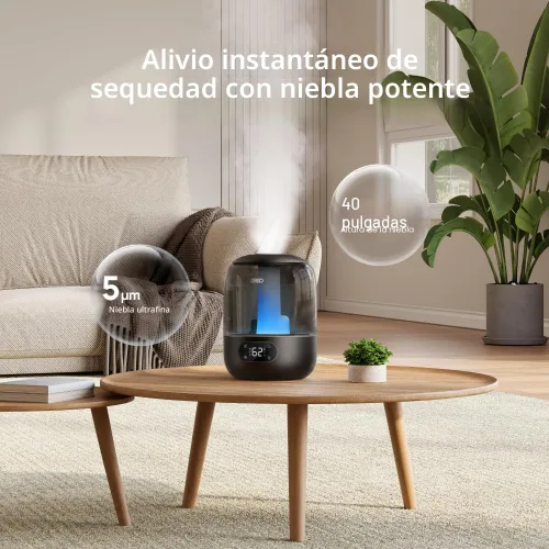 Vista 5 de DREO Humidificadores para dormitorio, 3L de llenado superior 30H y 26dB Tiempo de funcionamiento silencioso para habitaciones grandes, humidificador
