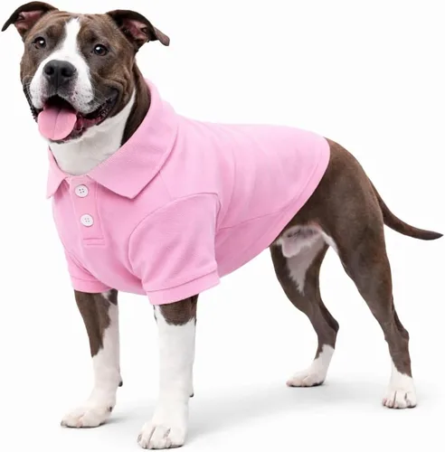 Vista 17 de lovelonglong Polo básico para perro, de algodón de primera calidad, para perros grandes, medianos y pequeños, con cuello de dos botones, color Negro