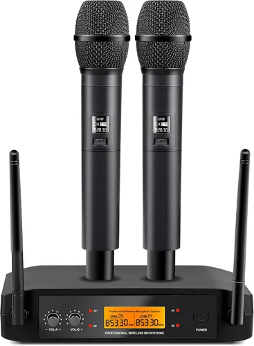 Vista 9 de Micrófono inalámbrico profesional para cantar, micrófono dinámico inalámbrico, sistema de micrófono de mano para fiesta de karaoke, reunión
