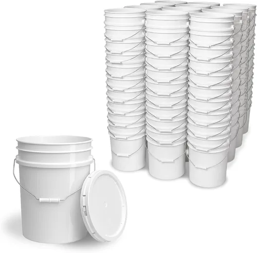 Vista 34 de Cubo de 5 Galones con Tapa Hermética Fabricado en EE. UU. Grado Alimenticio Plástico Premium HPDE Resistente Cubo Multiusos Duradero de 90