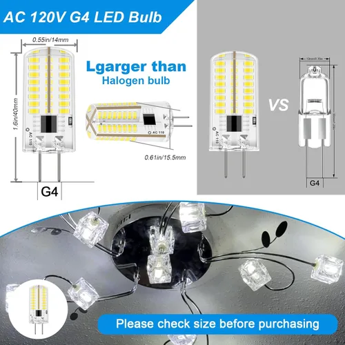 Vista 2 de ZHENMING Bombilla LED G4 de 110 V - 130 V, 120 V, regulable, 3 W (equivalente a halógeno de 20 W, 30 W), lámpara blanca fría de 6000 K
