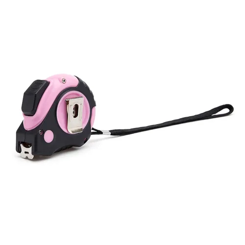 Vista 3 de Amazon Basics Cinta métrica retráctil con botón de presión, fácil de usar, 16 pies, rosa