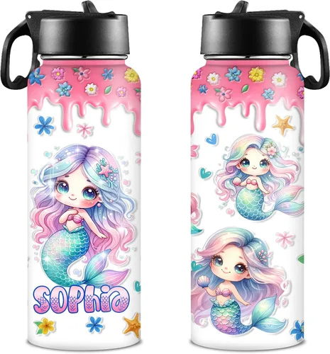 Vista 20 de Botella de agua personalizada con foto, botella de agua deportiva de acero inoxidable con imagen personalizada para niños, hombres y mujeres