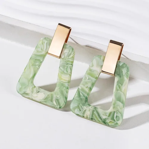 Vista 20 de Aretes geométricos acrílicos – Aretes colgantes ligeros de resina moteada para fiestas o vacaciones