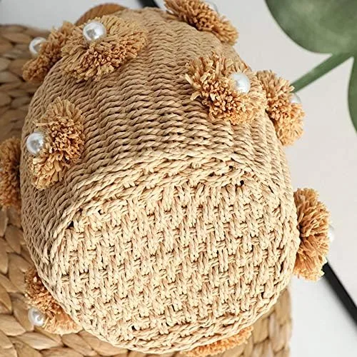 Vista 2 de GSERA Pearl Diamonds Paja Bolsos para las mujeres tejido a mano Rattan bolsa mujer 2020 nuevo verano vacaciones Bohemia Beach Bag