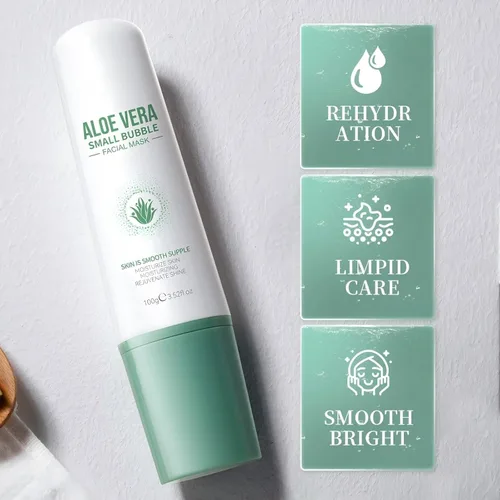 Vista 6 de Mascarilla facial de gel de aloe vera con burbujas para mujeres, mascarillas hidratantes y nutritivas para el cuidado de la piel, calmante