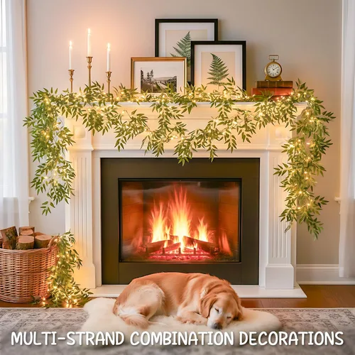 Vista 7 de suddus Willow Vine con luces de hadas funciona con pilas, 12 pies 40 luces LED artificiales con control remoto, cadena de luces colgantes