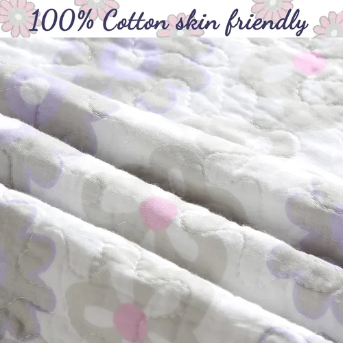 Vista 3 de Orchid Lola - Juego de edredón reversible de 100 % algodón para niños y niñas, diseño de flores