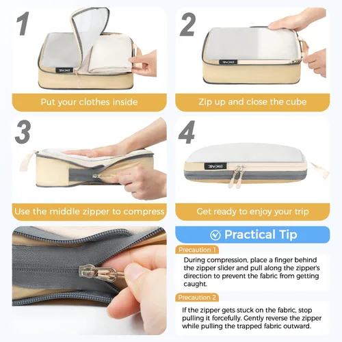 Vista 9 de BAGAIL 4 Set/6 Set Ultraligero Compresión Embalaje Cubos Organizador de Embalaje para Accesorios de Viaje Equipaje Maleta Mochila