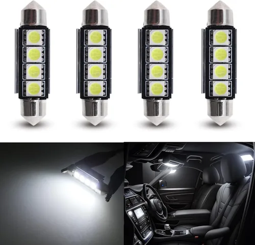 Vista 12 de Bombillas LED Festoon 6411 6418 C5W de 9 a 30 V extremadamente brillantes, sin errores, 1.5 pulgadas, 1.417 in para luces de cúpula de mapa