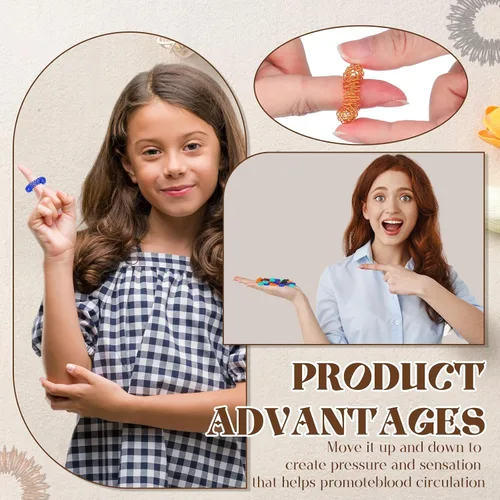 Vista 6 de Blulu 30 Piezas Anillos de Acupresión con Púas Anillos Sensoriales para Dedos Alivio del Estrés Masajeador Sensorial Fidget para Adolescentes