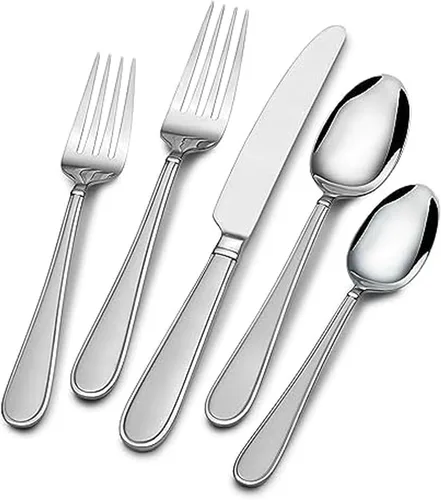 Vista 5 de Gourmet Basics by Mikasa Contempo - Juego de cubiertos de acero inoxidable (45 piezas), servicio para 8