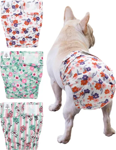 Vista 13 de CuteBone WWD28XS - Pañales lavables para perras, sin agujero para la cola, reutilizables, pantalones de entrenamiento para perritos, con cola