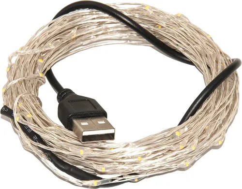 Vista 2 de Karlling guirnalda de luces LED, enchufado de USB, focos LED de alambre plateado, impermeable cadena de luces estrelladas para dormitorio, patio