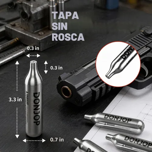 Vista 5 de 12G CO2 Cartridges Non-Threaded, CO2 cartridges BB Gun, CO2 BB Pistol, CO2 Airsoft Pistol, and C02 Paintball Markers,Snug Fit & Solid Seal