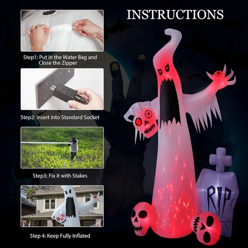 Vista 15 de HOPOCO Inflables de Halloween de 12 pies para decoración al aire libre