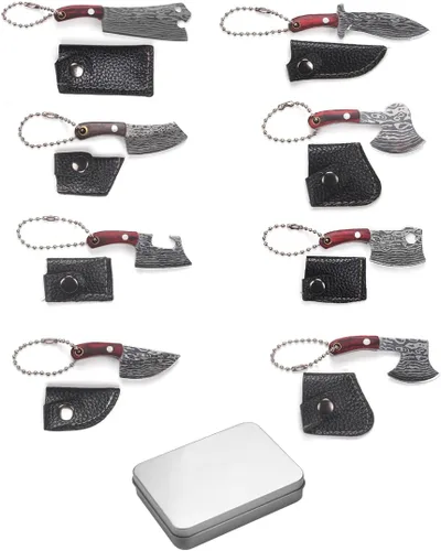 Vista 8 de Juego de cuchillos mini, juego de cuchillos pequeños con funda, mini cuchillos de bolsillo para coleccionistas de cuchillos, regalos y abridor
