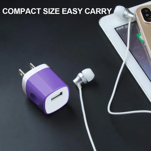 Vista 3 de Enchufe de cargador USB, bloque de carga rápida, 1 A USB Cube 10 unidades de adaptador de salida de pared compatible con iPhone 17 Pro Max/16