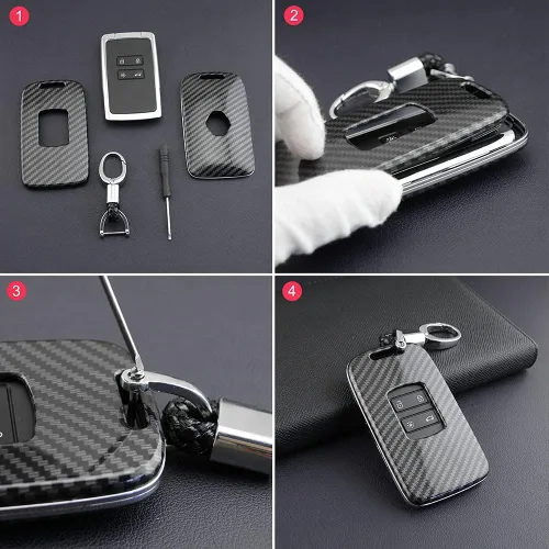 Vista 7 de Funda para llave compatible con Renault Kadjar Koleos Clio Scenic Megane Duster Sandero Twingo - Carcasa para llaves de coche, cadenas