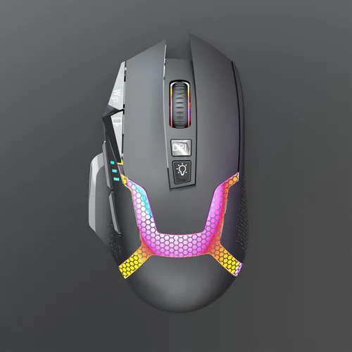 Vista 6 de AOGTUNAL Ratón inalámbrico Bluetooth ergonómico, recargable USB-C, mouse para juegos de computadora con botones laterales de reposamuñecas, 3 modos