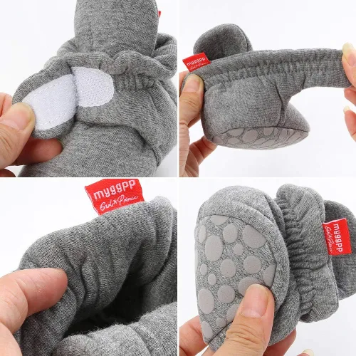 Vista 7 de HsdsBebe Unisex Newborn Baby Cotton Booties Non-Slip Sole for Toddler Boys Girls Infant Winter Warm Fleece Cozy Socks Shoes