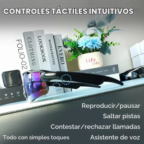 Vista 7 de Lentes de sol Bluetooth para hombres y mujeres, lentes inteligentes con altavoces de oreja abierta, asistente de voz, control táctil, lente