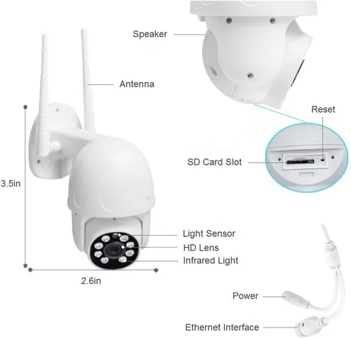 Vista 2 de Cámara IP PTZ de seguridad inalámbrica 1080P HD, 2 GHz 5 GHz WiFi dual P2P Pan/Tilt detección de movimiento seguimiento automático, alerta de foco