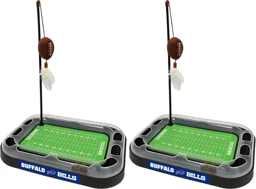 Vista 23 de Pets First NFL BALTIMORE RAVENS Rascador de Campo de Fútbol para Gatos con Juguete de Peluche de FÚTBOL Relleno de Hierba Gatera y Juguete Colgante