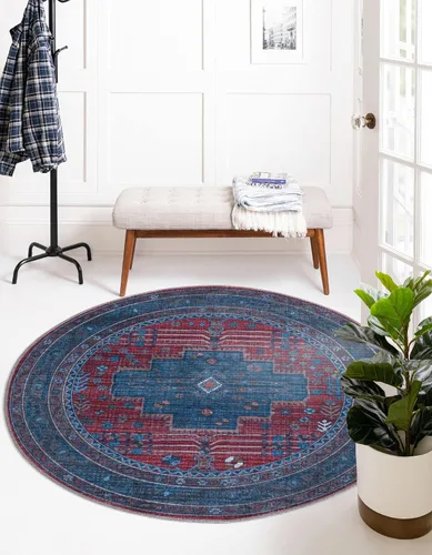 Vista 16 de Unique Loom Mangata Collection - Alfombra de área - Mary (rectangular 2' 0" x 3' 0", azul/negro)