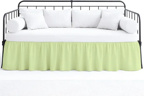 Vista 15 de Falda de cama con volantes con esquinas divididas para camas de día tres lados de cobertura, fácil ajuste, fabricada con microfibra cepillada