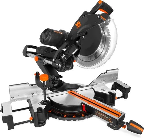 Vista 11 de WEN MM1215 Sierra ingletadora compuesta deslizante de doble bisel de 15 amperios y 12 pulgadas con línea de corte LED