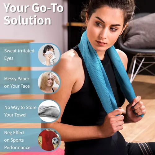Vista 3 de YESLIFE Paquete de 4 toallas refrescantes de 40 x 12 pulgadas, toallas de gimnasio para hombres y mujeres, toallas de entrenamiento suaves y Negro