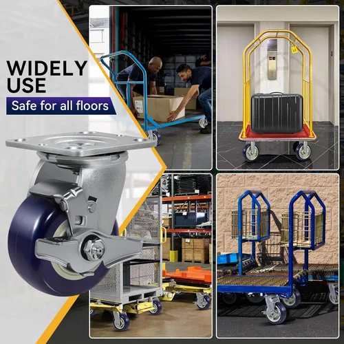 Vista 7 de Ruedas giratorias industriales de 4 x 2 pulgadas, poliuretano en rueda de polipropileno, ampliamente utilizadas para camiones de plataforma U-Boat