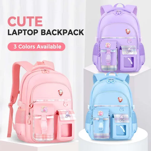 Vista 7 de Linda mochila kawaii para adolescentes y niñas, mochila kawaii para estudiantes de escuela primaria, escuela secundaria, mochila de viaje estética