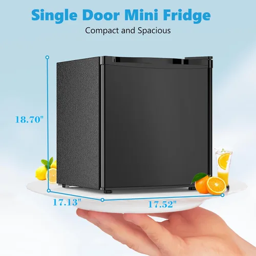 Vista 5 de Electactic - Mini refrigerador de 1.6 pies cúbicos, refrigerador compacto de una sola puerta reversible, termostato ajustable, ultra silencioso Negro