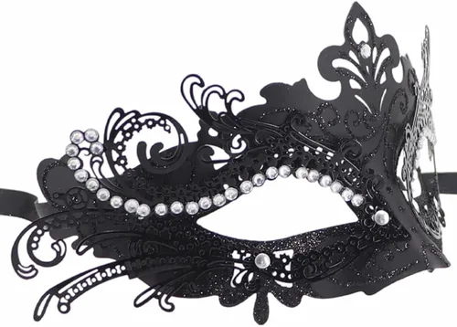 Vista 2 de Awlsyj Máscara de mascarada para parejas, de metal, veneciano, Halloween, Mardi Gras, para fiesta, baile de graduación
