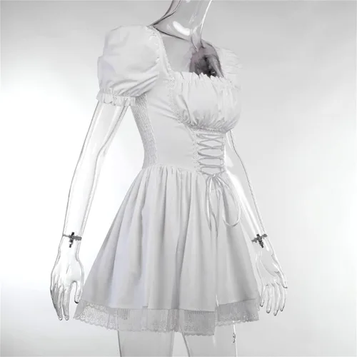 Vista 4 de Minivestido gótico punk para mujer, Y2K E Girl Fairycore Grunge estético Halloween