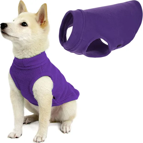 Vista 49 de Gooby - Chaleco de Vellón Elástico, Chaleco de Vellón Tipo Pullover Chaqueta Suéter para Perros, Azul Argyle, Extra Pequeño