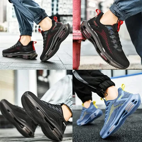 Vista 5 de HEYDEZHI Zapatillas transpirables casuales con doble amortiguación de aire, zapatillas de plataforma para hombre, zapatos Ztigerz, zapatos de malla