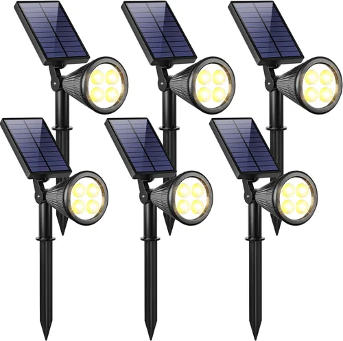 Vista 11 de URPOWER Luces solares para exteriores, focos solares 2 en 1 impermeables con 2 modos de iluminación, focos solares ajustables con encendido y Blanco