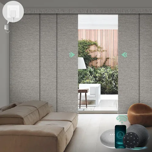 Vista 26 de Yoolax - Persianas deslizantes inteligentes personalizadas XL, persianas verticales de tela opacas para puertas de vidrio. Separador de habitación