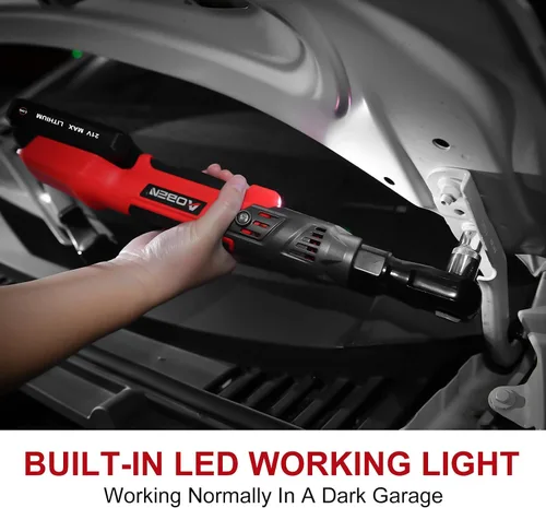 Vista 5 de AOBEN Kit de llave de trinquete inalámbrica de 21 V de 1/2 pulgadas - 74 pies-libras, trinquete de potencia eléctrica sin escobillas con velocidad