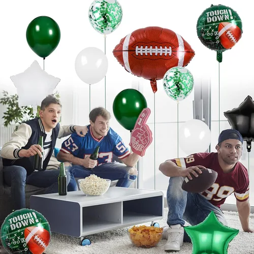 Vista 4 de Globos de fiesta de fútbol, globo con forma de fútbol de 27 pulgadas, ramo de globos de látex para adolescentes, decoración de fiesta de cumpleaños